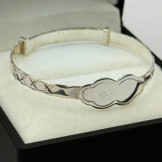 SILVER OVAL CROSS BABY BANGLE Oppulence
