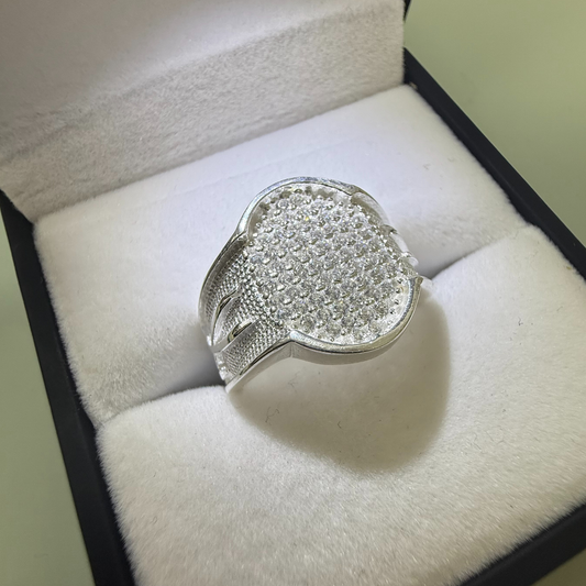 OVAL CROSS SWORD CZ DIAMOND RING Oppulence