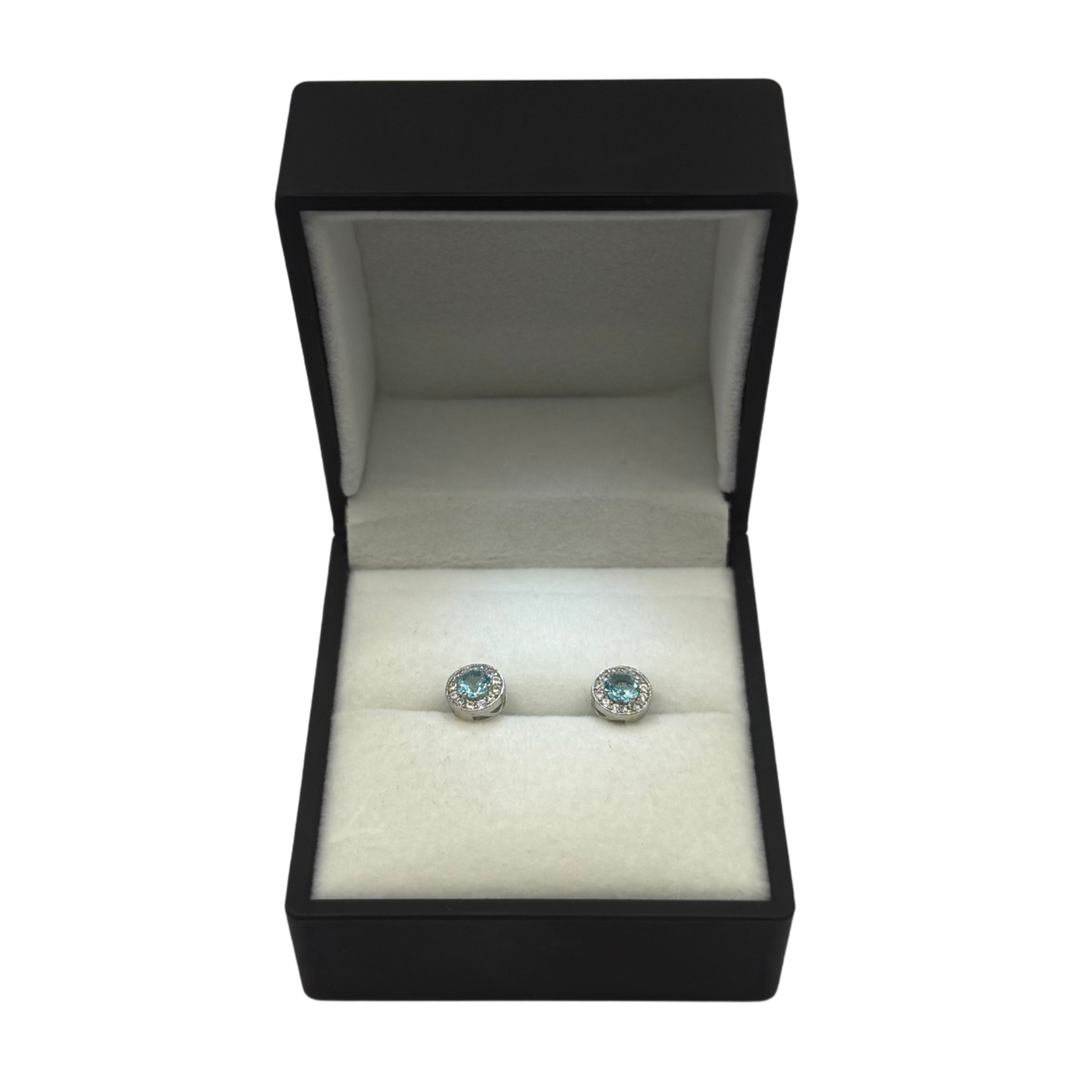 TIFFFANY BLUE CZ DIAMOND CIRCLE EARRINGS Oppulence