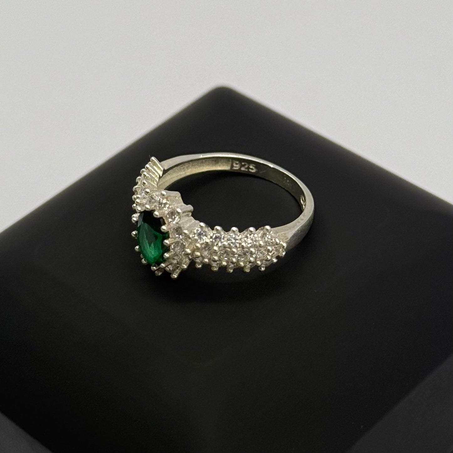 GREEN OPAL CZ DIAMOND COLLAR RING Oppulence