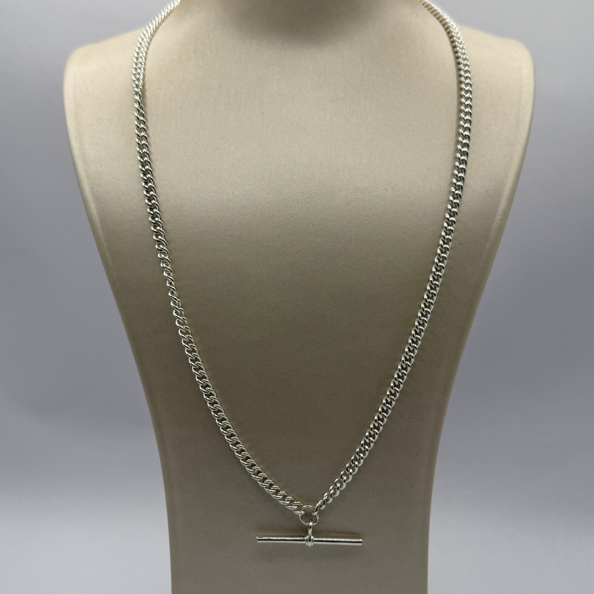 SILVER ALBERT ROUND CURB 18" NECKLACE Oppulence