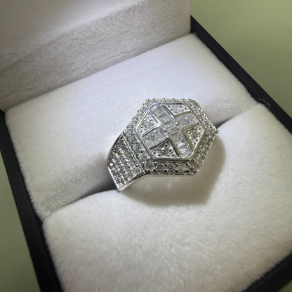 BAGUETTE CROSS CZ DIAMOND RING Oppulence