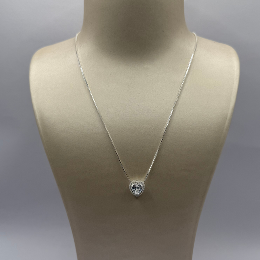 SILVER HEART MIRROR BOX NECKLACE 18" Oppulence