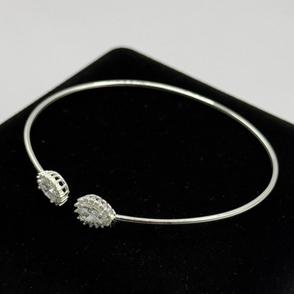 OVAL CZ DIAMOND ON SILVER BANGLE Oppulence