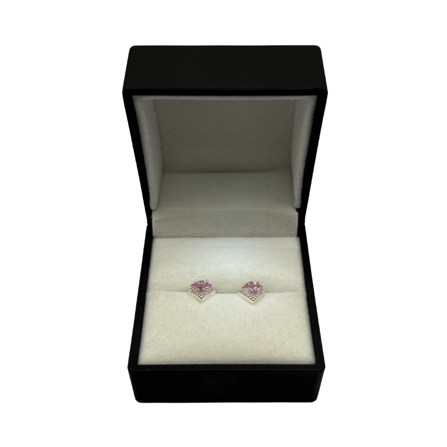 PINK CZ DIAMOND SQUARE DZ EARRINGS Oppulence