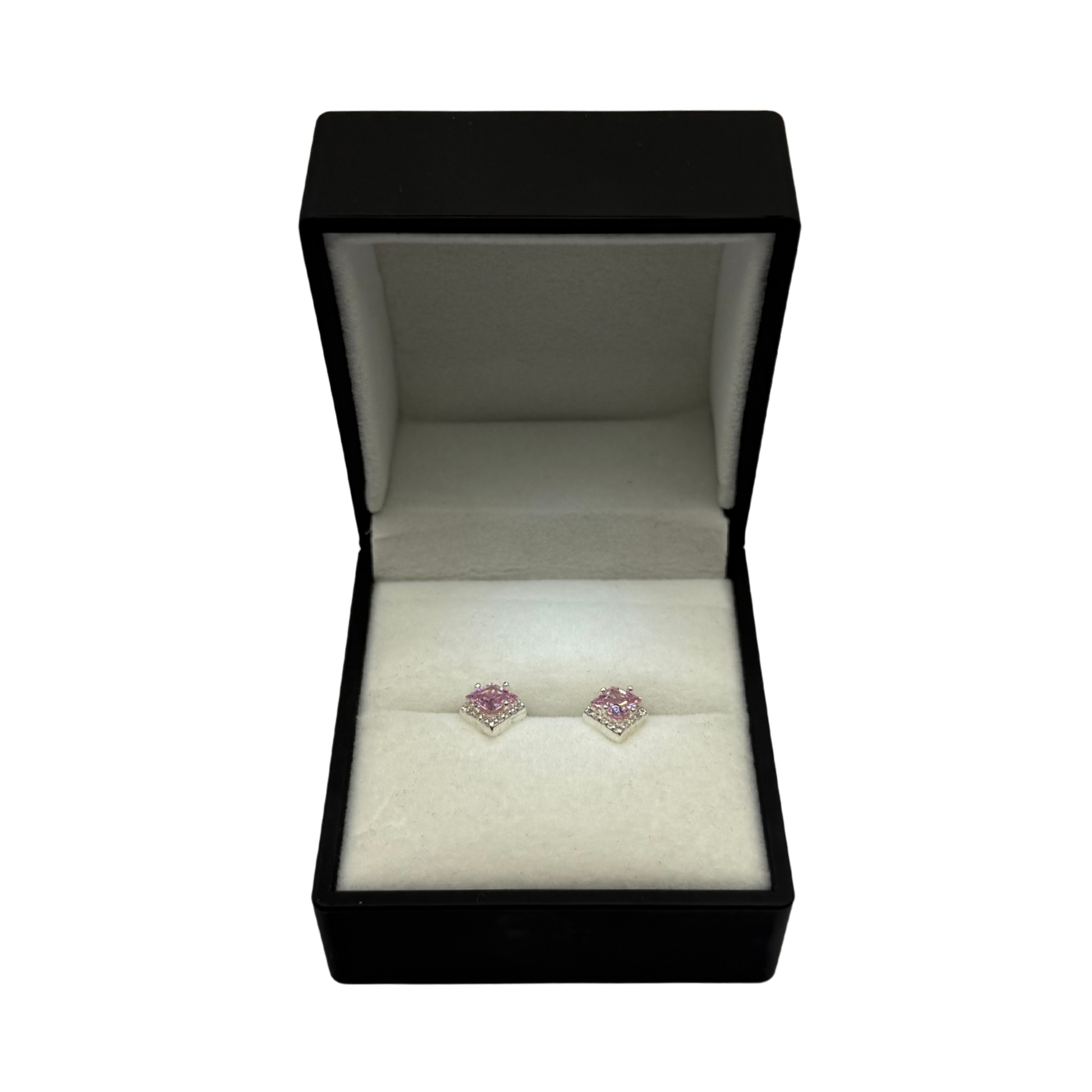 PINK CZ DIAMOND SQUARE DZ EARRINGS Oppulence