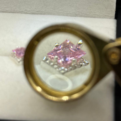 PINK CZ DIAMOND SQUARE DZ EARRINGS Oppulence
