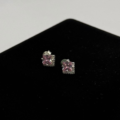 PINK CZ DIAMOND SQUARE DZ EARRINGS Oppulence