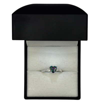 HEART GARNET CZ DIAMOND STUD RING Oppulence