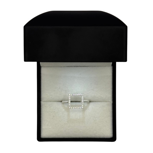 HOLLOW SQUARE CZ DIAMOND RING Oppulence