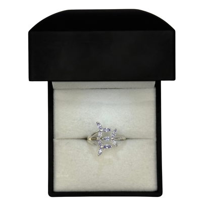 LIGHT BLUE FLOWER CZ DIAMOND RING Oppulence