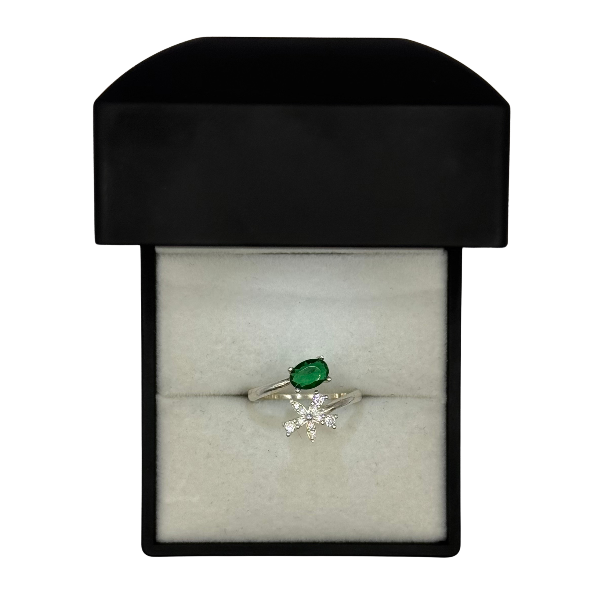 GREEN OPAL CZ DIAMOND FLOWER RING Oppulence