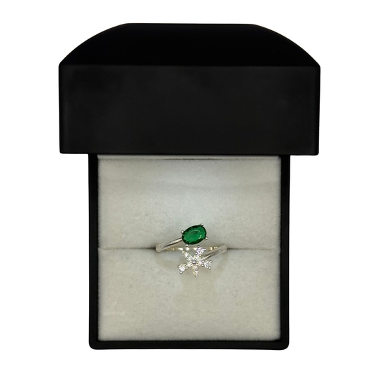 GREEN OPAL CZ DIAMOND FLOWER RING Oppulence