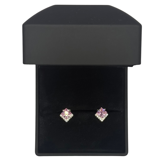 PINK CZ DIAMOND SQUARE DZ EARRINGS Oppulence