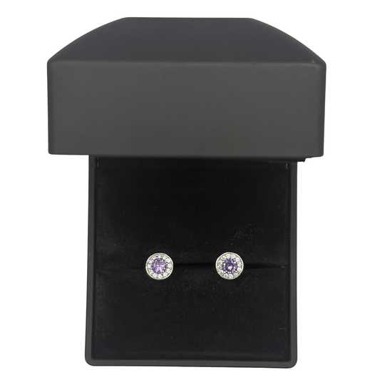 PURPLE CZ DIAMOND CIRCLE EARRINGS Oppulence