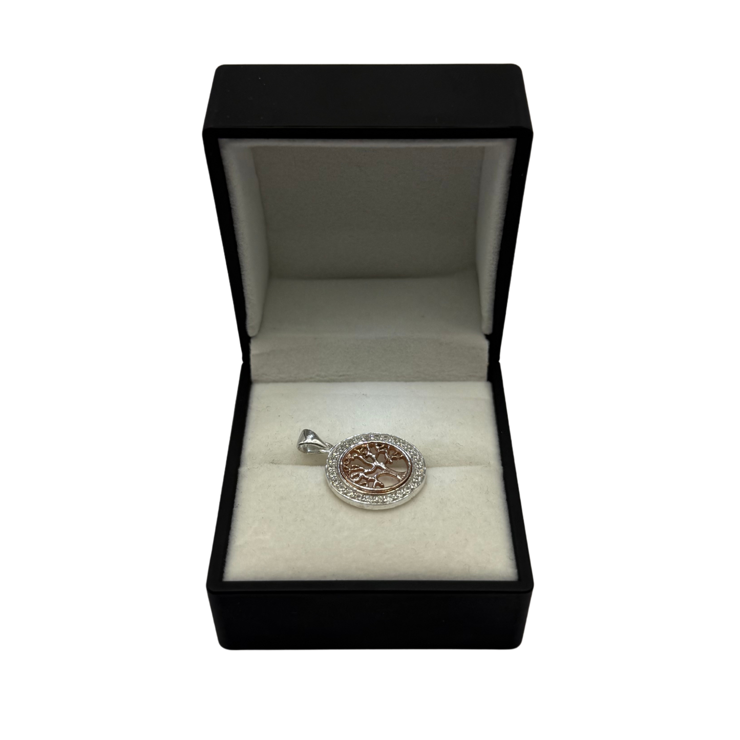 SILVER TREE OF LIFE ROSE WITH CZ DIAMOND PENDANT Oppulence