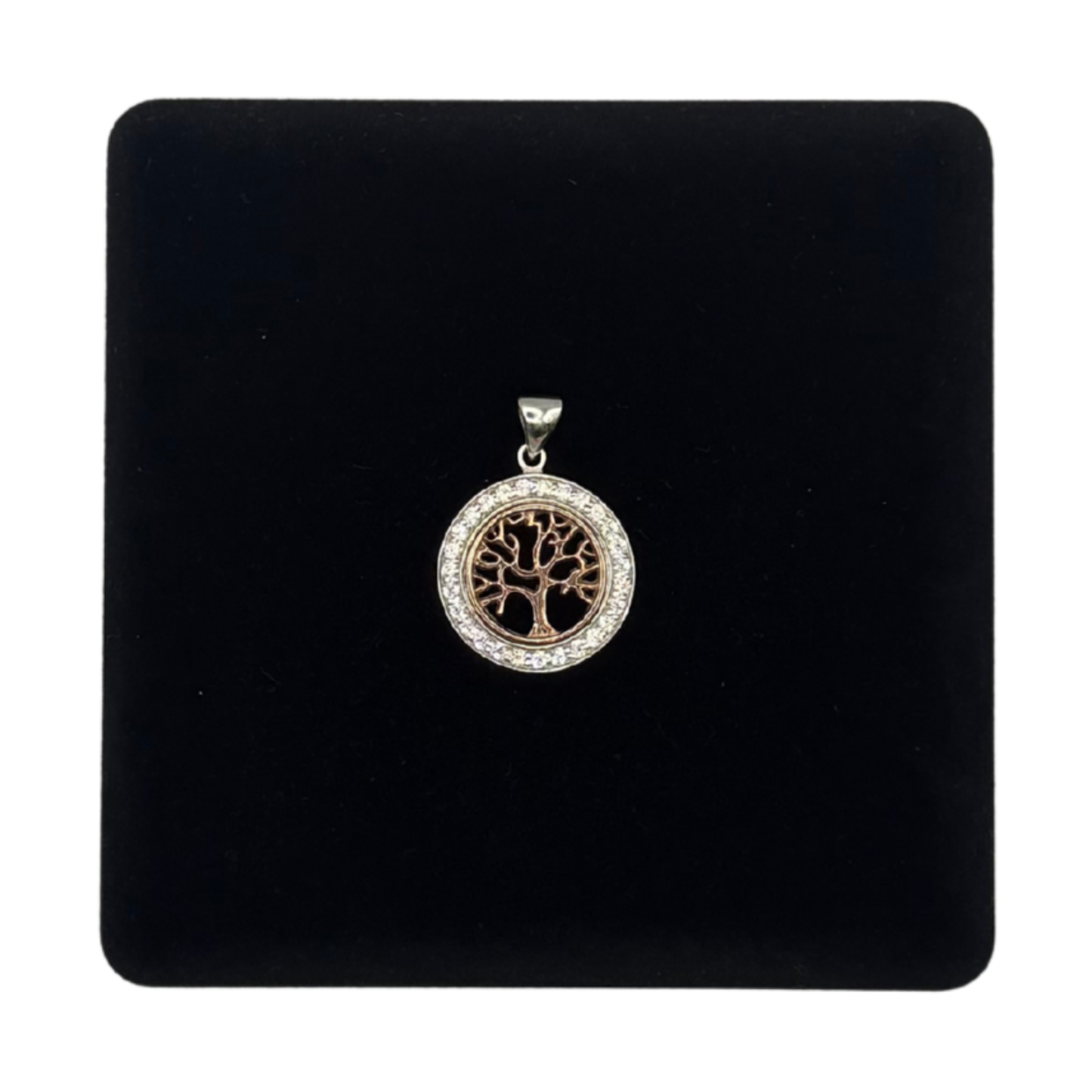 SILVER TREE OF LIFE ROSE WITH CZ DIAMOND PENDANT Oppulence