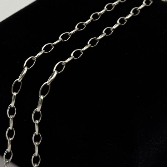 SILVER WIDE OVAL BELCHER 18" NECKLACE Oppulence