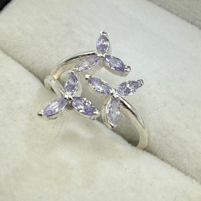 LIGHT BLUE FLOWER CZ DIAMOND RING Oppulence