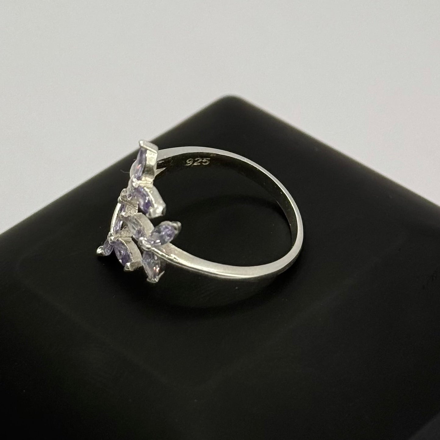 LIGHT BLUE FLOWER CZ DIAMOND RING Oppulence
