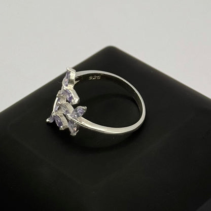 LIGHT BLUE FLOWER CZ DIAMOND RING Oppulence
