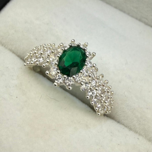 GREEN OPAL CZ DIAMOND COLLAR RING Oppulence