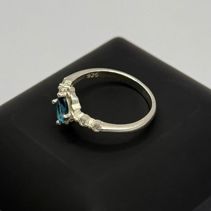 TIFFANY BLUE OPAL CZ DIAMOND STUD RING Oppulence