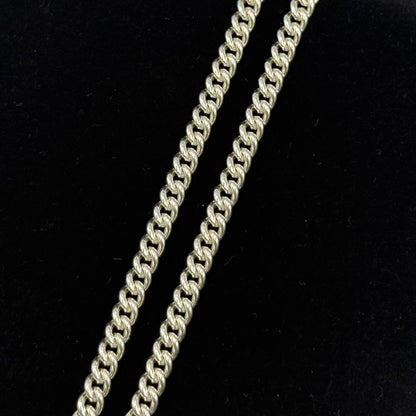 SILVER ALBERT ROUND CURB 18" NECKLACE Oppulence