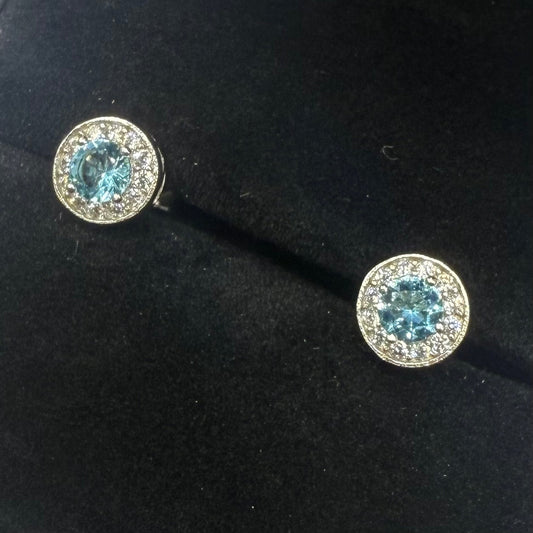 TIFFFANY BLUE CZ DIAMOND CIRCLE EARRINGS Oppulence